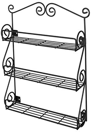 Spectrum Diversified Scroll Wall-Mounted Traditional Spice Rack Organizer for Cabinet & Kitchen, 3-Tier, Beauty & Nail Polish, 43710