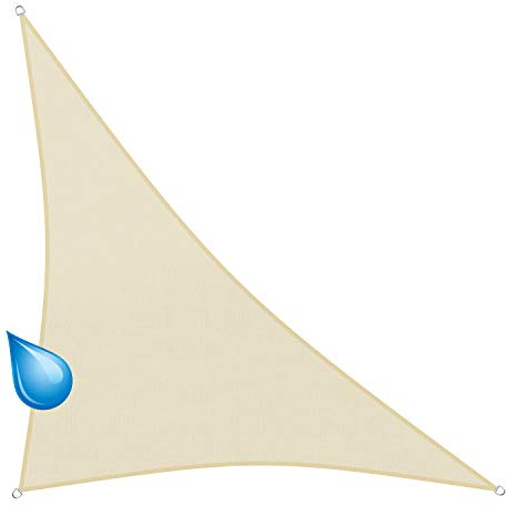 sunprotect 83286 wasserabweisend Sonnensegel Hydro, 5 x 5 x 7 m, 90° Grad Dreieck, wasserabweisend, Creme