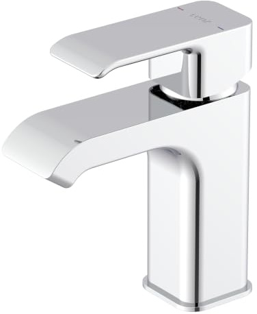 Lenz Badarmatur MILANA in Chrom – Mit stilvoll breitem Wasserstrahl | Waschtischarmatur mit 2-Mengen-Funktion, Keramikkartusche, Inkl. Easy Clean Pop-Up Ventil, 44220002
