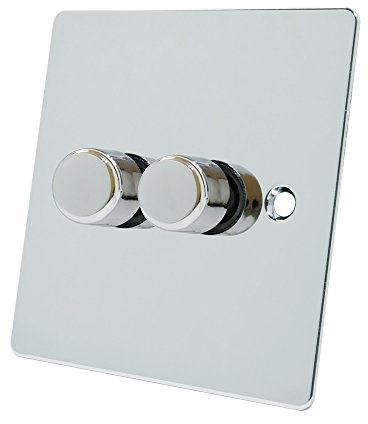 Alliance Electrical FPC2GDIM40 10 A 400 W 2 Gang 2 Way Flat Dimmer Switch - Polished Chrome