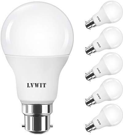 LVWIT LED Lampadine B22 8W, 6500K Bianco Freddo, 60W Equivalente,A60 Smerigliato LED Lampadine, Ultra Luminoso 806Lm, Non-Dimmerabile, LED Luce Lampadine, Risparmio Energetico Luce Lampadine, 6-Pack