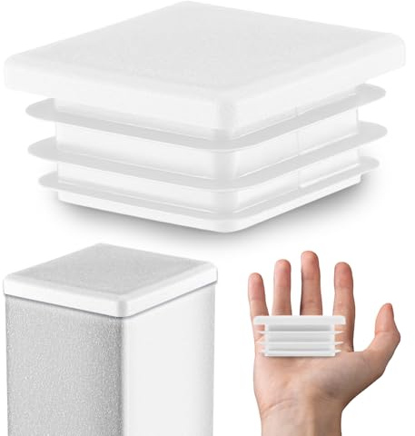 EMFA Lamellenstopfen 60x60 mm Weiß für Vierkantrohre, 1 Stück | Rohrstopfen, Vierkantstopfen, Rohrabdeckung, PE-Kunststoff