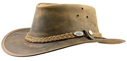 Black Jungle Bulat Lederhut, Westernhut, Australienhut, Cowboyhut (Tan, M)