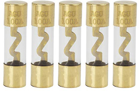 X AUTOHAUX Lot de 5 fusibles tubulaires en plastique plaqué or 100 A AGU pour voiture