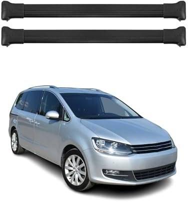 OMAC Dachträger für VW Sharan 2010-2023 Aluminium 2 Stangen Schwarz | bis 75 kg Traglast, Querträger, Grundträger