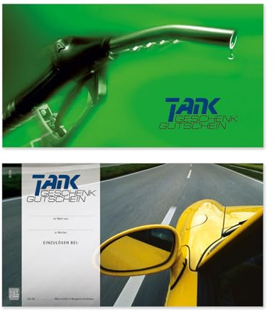 GESCHENKGUTSCHEINcom by POS-HAUER. 100 Gutscheine, blanko zum selber Ausfüllen. Für Tankstelle tanken.