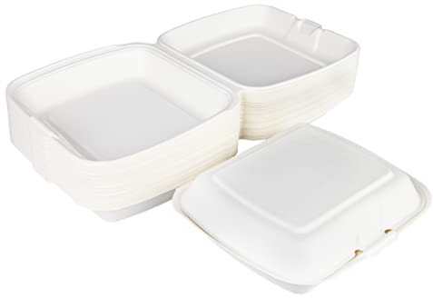 Love Nature Boîte Menu Écologique 1 Divisée 50 Pièces - Vaisselle Jetable Canne à Sucre - Boîte Menu Jetable - Emballage à Emporter - Emballage Alimentaire à Emporter