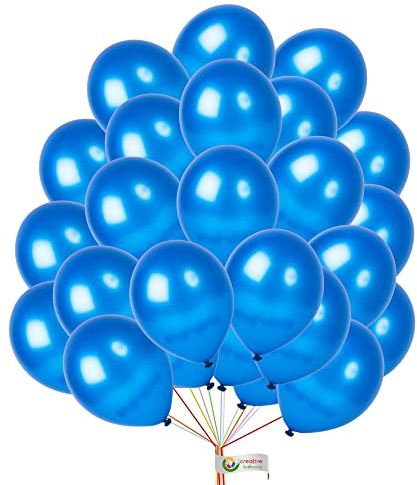 Globos metálicos azules de 5 pulgadas, decoración de fiesta de látex para cumpleaños, compromiso, boda, paquete de 50