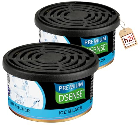 2i Premium Duftdose | ice black | 2 Stück | Auto Lufterfrischer und Duftspender für Camping, Büro & Zuhause | 60 Tage frischer Duft mit Mengenregulierung | passt in Getränkehalter | mit h2i Sticker