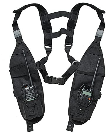 CYSSJF Walkie Talkie Chest Harness Covert Universal Double Radio Shoulder Harness Chest Holster Vest Rig for Police Firefighter Security and Construction Sites
