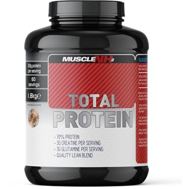 Muscle Nh2 Total Protein, Whey Protein Powder with Creatine Monohydrate and Glutamine Muscle Growth, Strawberry Flavour, 1.8kg, 60 Servings (Pack of 1)