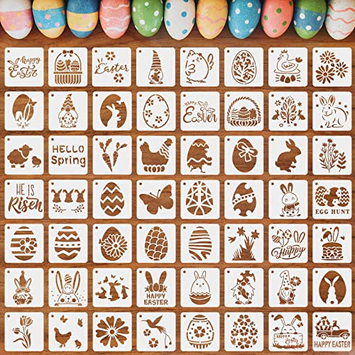 Augshy Schablonen Ostern, 56 Stück Plätzchen Deko Backen Ostern 7.6 CM Feiertags Schablonen Oster Malschablonen Set für Scrapbooking Zeichnen Wand Boden Dekor DIY Steinmalerei Kunstprojekte