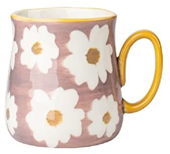 FülleMore Kaffeetasse Kaffeebecher aus Porzellan 450ml große Teetasse Blumenmuster Becher mit Henkel für Kaffee, Tee Milch, Kakao,Cappuccino,Saft (Rosa)