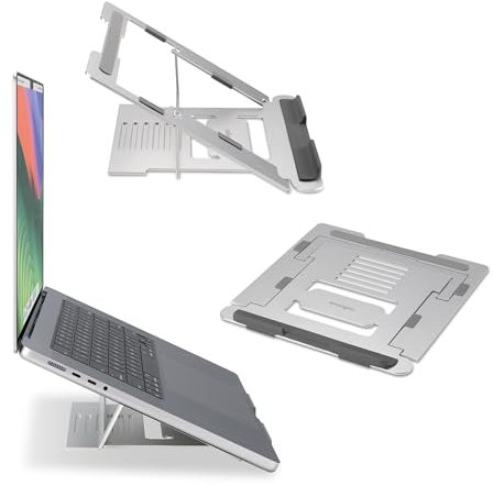 Kensington Easy Riser Supporto per Laptop in Alluminio Regolabile e Leggero con Design Antiscivolo e Pieghevole, Compatibile con Schermi fino a 16 (K50417WW) - Argento