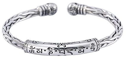 Vintage-Armreif mit Schnitzerei, modische Dekorationsarmbänder, Armreif aus 925er-Sterlingsilber, Vintage-Stil, handgefertigt, handgefertigt, mit gedrehten Runen, geschnitzter Armreif, verstellbares,