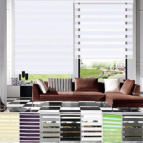 Klemmfix Verdunkelungsrollo 35x320cm Höhe Stufenlos Verstellbar Duo Doppelrollo, Fensterrollo Doppelrollo mit Bohren Klemmfix für Fenster & Tür, Weiß