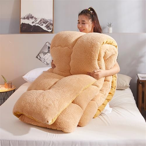 Lammsamt Stoff Wintersteppdecke, warme Kaschmirdecke hygroskopisch atmungsaktive Bettdecke Einzel-Doppelbett, Wolle Herbst und Winter verdickte warme Steppdecke Home B&B (Farbe: Gelb, Größe: 1,5 x 2,0