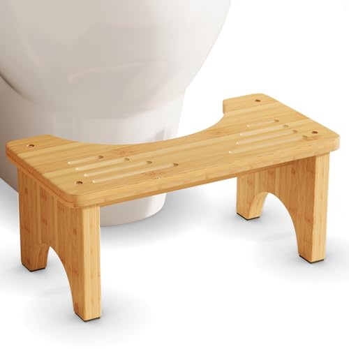 Uaniar Bamboo Toilet Stool, Wooden Squatting Potty Stool for Adults, 7 Inch Toilet Stool Squat Adult, Non-Slip Wood Poop Stool for Bathroom, Portable Toilet Foot Pooping Steps for Kids