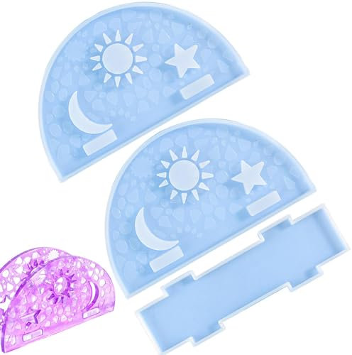 Goowafur Harz-Serviettenhalter-Form, Serviettenhalter-Form für Epoxidharz, Taschentuchspenderform, Stern-Mond-Muster-Serviettenhalter, Epoxidformen für Harzguss, Handwerk