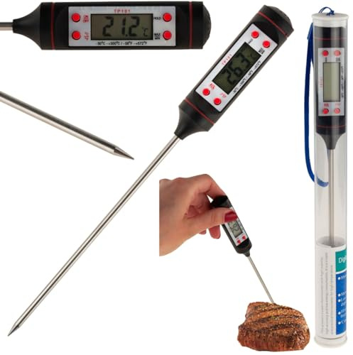 ELEKTRONISCHES KÜCHENTHERMOMETER MIT SONDE DIGITAL,Fleischthermometer Grillthermometer Bratenthermometer Küchenthermometer Digital Thermometer Sofortiges Auslesen für Küche, Kochen, Grill, BBQ