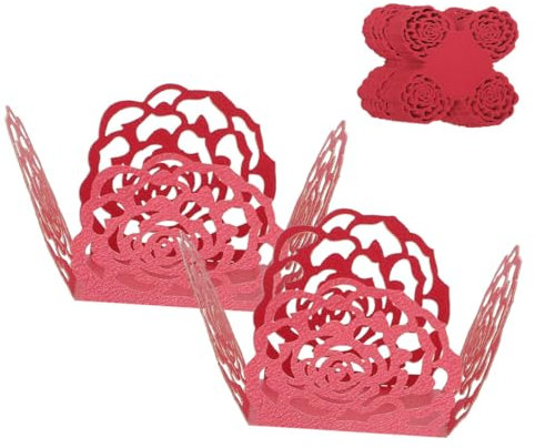 PRETYZOOM 50pcs Candy Bar Wraers Chocolate Wrap Lolly Wraers Hollow-Out Flower Truffle Trays Paper Chocolate Packing Trays
