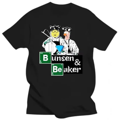 HASNTHA Bunsen Beaker T-Shirt Men Geek Tops Tshirt Crewneck Summer Cotton Funny Design Short Sleeve Tee Shirts Chemistry Lab T Shirt Black