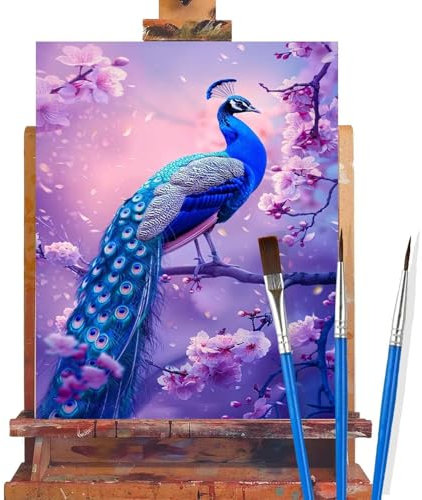 Malen Nach Zahlen Erwachsene Pfau,Blume Malen Nach Zahlen DIY set Handgemalt Ölgemälde,Mit Pinseln und Acrylfarbe,Bastelset Erwachsene Frauen für Geschenke und Home Wand Dekor (Rahmenlos,90x120cm) E74