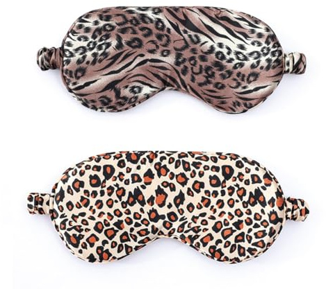 Lot de 2 Masque de sommeil, pour les yeux, en soie pure 100% naturelle, bloque la lumière, réduit les yeux gonflés, confortable et super doux, aide au sommeil ultime