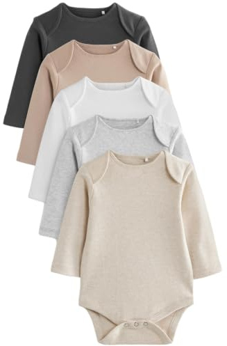 NEXT Nyfödda unisex 5-pack långärmade babybodys Neutral 50