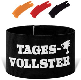 jiawaggag KapitänsbindeTagesvollster Armbinde mit Klett 35 * 7cm Armbinde Klettverschluss für Geburtstag Vereinsfeier Karneval Junggessellenabschiede (Parteien, Schwarz)