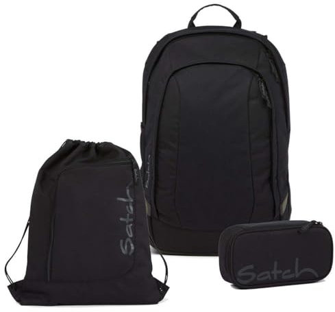 Satch Air Schulrucksack Set 3tlg. inkl. Schlamperbox und Sportbeutel (Blackjack)
