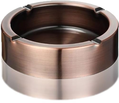 AHEJIOO Bronze Metal Ashtray for Outdoors, 12cm Rustproof Windproof Outdoor Ashtray with Curved Edge, Aschenbecher für Draussen, Aschenbecher Outdoor, Perfect for Balcony Garden Patio Camping
