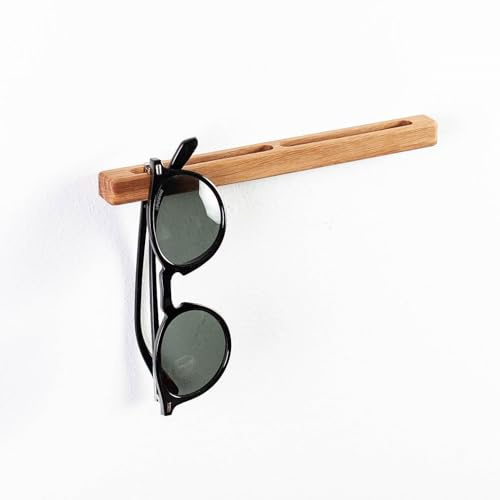 Drqzwp Wooden Glasses Holder for wall,Minimalist Oak Modern Shelf, Wall-Mounted Eyeglass Holder, Wooden Sunglasses Organizer - Wall Mounted Sunglasses Rack/Stand, Hanger, entryway Decoration (20 cm)