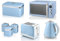Swan Retro Blue 1.5L 3KW Jug Kettle, 2 Slice Toaster, 800W 20L Digital Microwave, Bread Bin & Set of 3 Tea, Coffee & Sugar Canisters. Matching Retro Design Kitchen Set of 7 in Blue