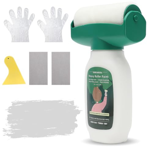 Yuragim Wandfarbe ausbessern weiß, 500g Wandreparatur-rollbürste mit Wandreparaturpaste, 2 in 1 Wandreparatur Rollbürste mit Handschuhen Schleifpapier Schaber, für Wände Graffiti Kratzer Beschädigte