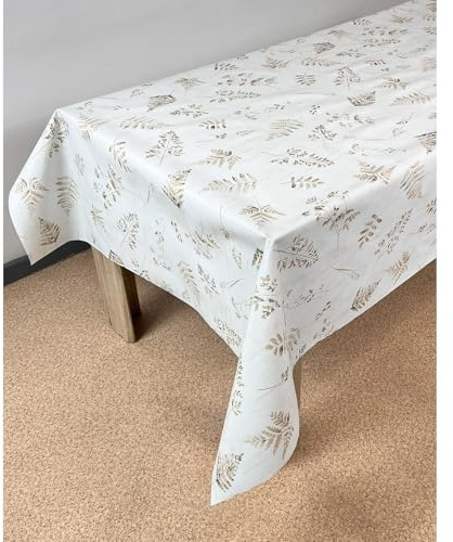 Wachstuchtischdecke 140x80 cm | Wachstischdecke mit wasserabweisender und lebensmittelecht PVC-Beschichtung | Outdoor-Tischdecken für Garten und Küche | Tischdecke wetterfest | Sepia-Farn