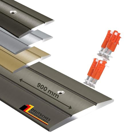 KARAT Übergangsprofil Vorgebohrt Champagner 900 mm Alu - Länge 0,9m, Breite 36 mm - Übergangsschiene Aluminium eloxiert, Übergangsleiste Vorgebohrt, Abdeckleiste Firm