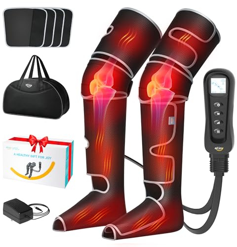 ALLJOY Massage Jambes Pressothérapie, Appareil de Massage avec Chauffage pour Jambes et Pieds Circulation, Cadeau Homme Femme