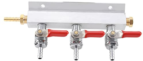 YizisEcce CO2 Manifold para dispensación de cerveza, para dispensador de barril, de distribución de gas de tres vías, equipo de cerveza de barril profesional, construcción de