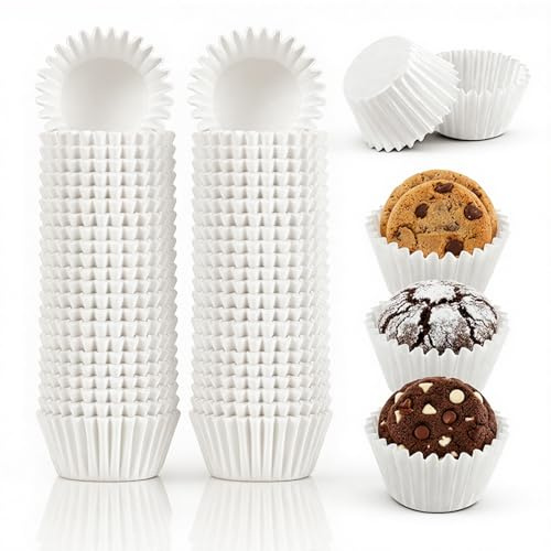 1000 Stück weiße Mini-Cupcake-Förmchen 2,5 cm Durchmesser Papier Cupcake Förmchen kleine Muffin Förmchen Schokoladen Dessert Backförmchen zum Backen und Kochen