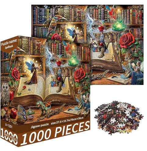 Magic Book Jigsaws Puzzles, 1000 Pieces Jigsaws Challenging Puzzle Games for Adults Beautiful Decoration Puzzle Puzzle Game for Party Family Fun Birthday Gifts (50x70cm)