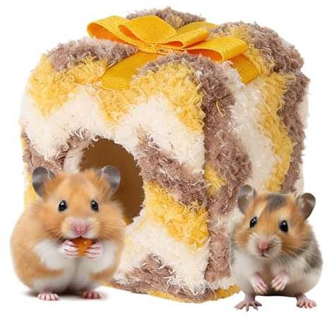 Hamstersäng, sluten mjuk söt bo, vinter hamsterhus liten djursäng – för inomhus utomhus för chinchilla-möss fåglar igelkott gyllene ekorre bur berikning