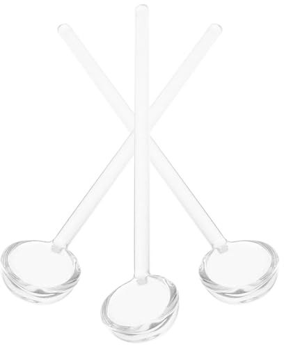 INOOMP 3 Cucharas Pequeñas de Vidrio para Café Espresso 15.5 Cm, Cucharillas para Mezclar Yogur y Helado, Utensilios Multiusos para Cocina y Restaurante Reutilizable