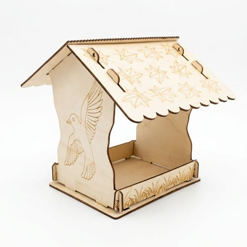 colourliving Vogelfutterhaus zum Bemalen Holz, Vogelhaus Bausatz zum Zusammenstecken, Futterhäuschen zum Hängen für Garten Balkon Terrasse, DIY Bastelset für Kinder