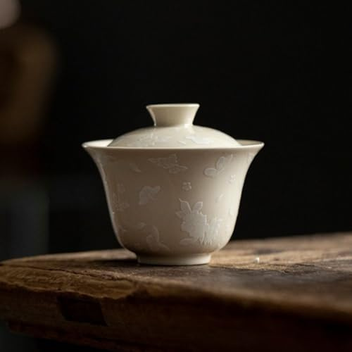 FENNYYAR Keramik-Gaiwan, 145 ml, Kung-Fu-Tee-Set, Teeschale mit Deckel