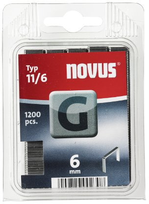 Novus Flachdrahtklammern 6 mm, für Hammertacker, 1200 Klammern vom Typ G 11/6, Heftmittel aus verzinktem Stahldraht