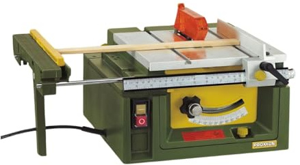 PROXXON Table Saw FET for Precision Cuts in Wood, Non-Ferrous Metals, Plastics - Adjustable Blade, Extendable Table, Low Noise Motor, 110-120V AC - 37070