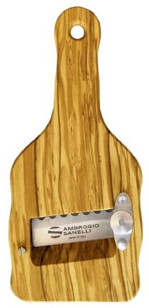 SANELLI AMBROGIO 1741.000 Affettatartufi Feinhobel Olivenholz mit Wellenschliff, Holz, Braun, 23.0 x 9.0 x 2.5 cm