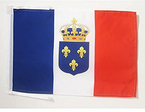 AZ FLAG Drapeau Monarchie constitutionnelle française 45x30 cm Cordelettes | Usage intérieur et extérieur Drapeau décoratif royaliste français coutures doubles et bords renforcés polyester 100D