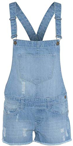 Unbranded New Kids Girls Denim Stretch Light WASH Playsuit Jumpsuit Dungaree Shorts